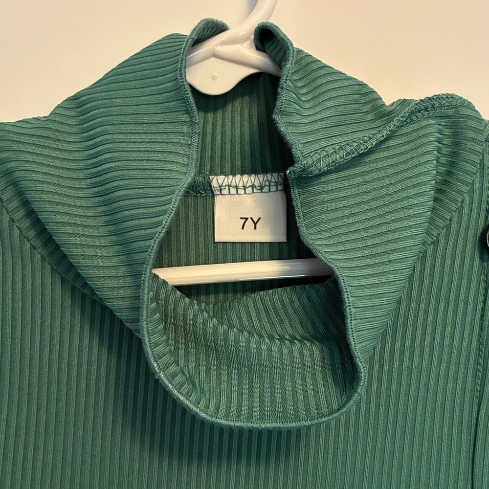 Girl's Turtleneck Rib Knit Decorative Buttons Dress Pink Green Set of 2 Size 7 - Picture 8 of 10